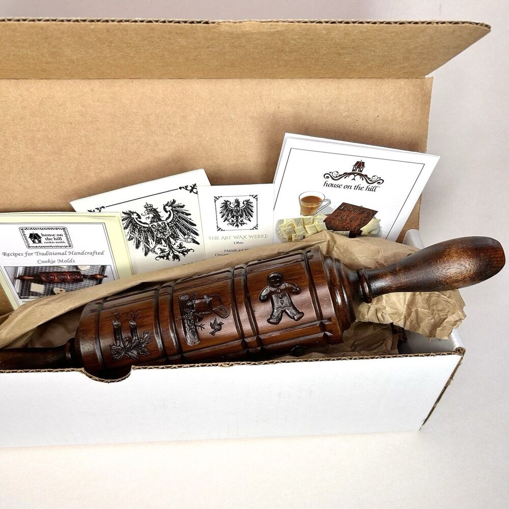 M1560 Christmas Memories Wooden Cookie Art Rolling Pin by House on the Hill 15”